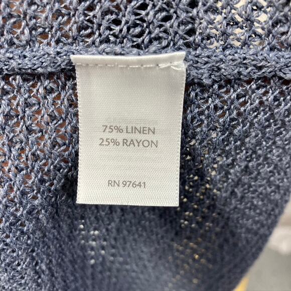 Pure Jill Womens M/L Open Linen Rayon Cardigan Grey Blue Coastal Spring Classic - Picture 13 of 16
